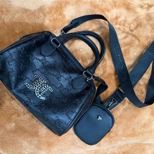 Small Juicy Couture Black Monogram Bag with Crossbody Strap